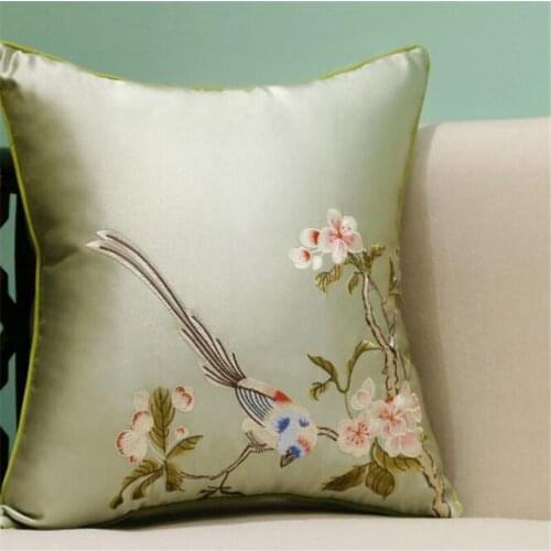 Free Shipping Classical Embroidery Camellia Throw Pillow With Inner Satin Cushion Waist Bloster Chair Mat Decora New Year Gift