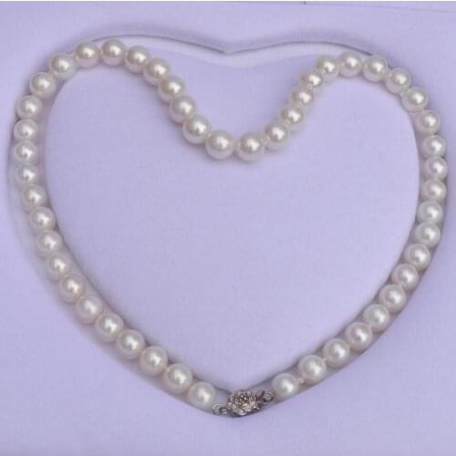 Free shipping luxury Authentic Pearl 9-10mm bright light natural pearl necklace fine jewelry