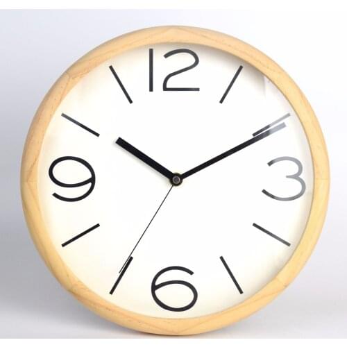 12 inch simple big digital generation simple creative clock Nordic style living room wall clock solid wood wall clock