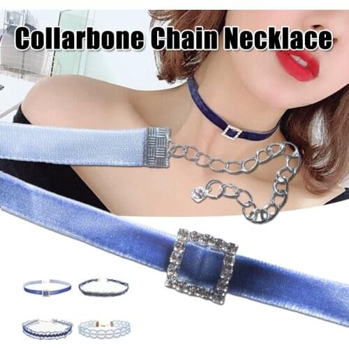 Necklace Jewelry Temperament Lace Velvet Wave Girl Short Clavicle Chain Webbing Japanese and Korean Style LXH