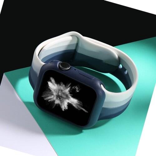 Case+strap For Apple Watch 6 SE 5 4 3 44mm 40mm iWatch BAND 42mm 38mm Sport Slicone belt bracelet watchband apple watch Strap