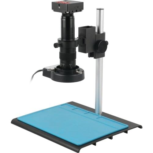 1080P 16MP HDMI HD Digital Industry Video Microscope Camera Set 4G TF Video+ 180X 300X C-Mount Lens + Table Stand + 56 LED Light