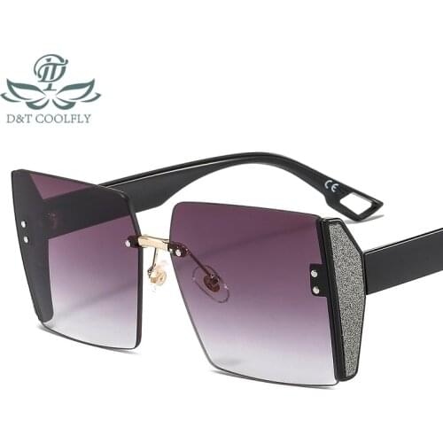 D&T 2021 New Fashion Square Sunglasses Men Women Luxury PC Gradiensts Lens Frosted Grain Frame Decorate Brand Designer Travel