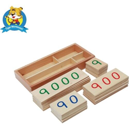 Montessori material wooden educational toy mathematics Small Wooden Number Cards With Box (1-9000)