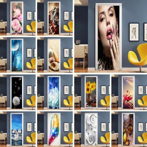Door Stickers Furniture Modern Style Pattern Renovation Self-adhesive Room Door Stickers Clothes Cupboard Old Doors Door Sticker