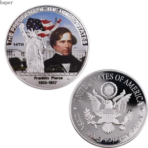 Home Decorative Souvenir Coin Franklin Pierce US 14th President Commemorative Coin White House Crafts 40X3mm