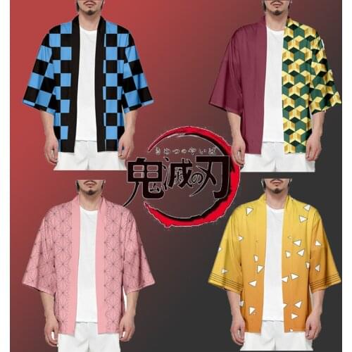 Demon Slayer Anime Cosplay Kimono Cloak Agatsuma Zenitsu Kamado Nezuko Bathrobe Cloak Pajama Casual Cool Streetwear