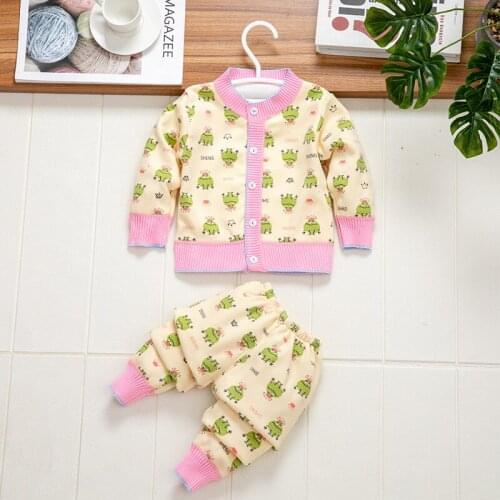 Childrens 2021 Autumn and Winter Cardigan Jacket 1-3 Years Old Boys and Girls Clothes Baby Jacket + Trousers Two-piece Suit
