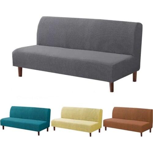 LUDA Knitted Fabricwoven Armless Sofa Bed Cover Without Armrest Big Elastic Folding Furniture Decoration Bench