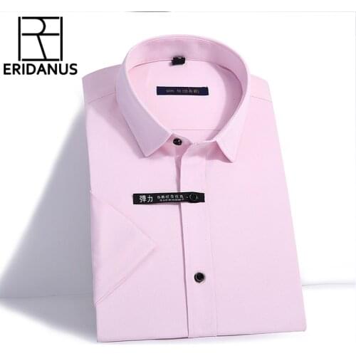 2018 Brand Men Shirts Solid Fashion Short Sleeve Design Casual Business High Quality Oxford Slim Fit Solid Men Dress Shirts M704