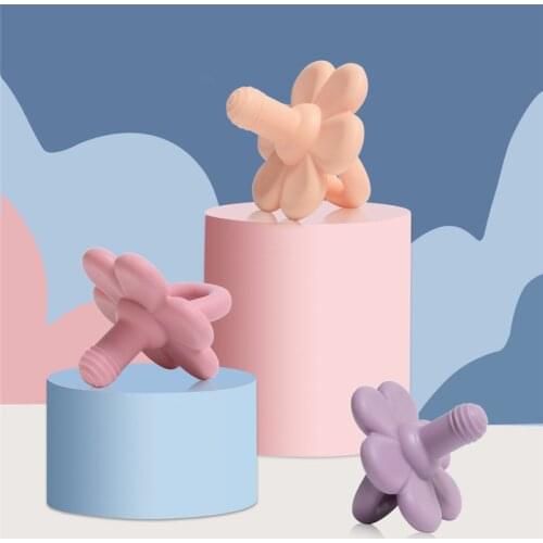 Baby Newborn Soft Food Silicone Nipple Infant Safe Flower Type Nipples Toddler Boy Girls Solid Color Pacifier Kids Teether Toy