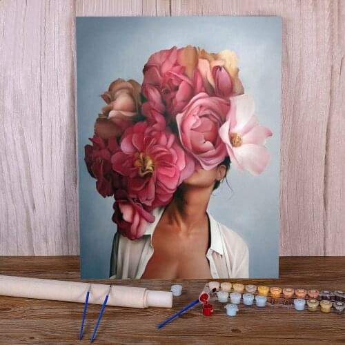 Flower Women Paint By Numbers Complete Kit Oil Paints 40*50 Picture By Numbers Photo Home Decoration For Children Handicraft