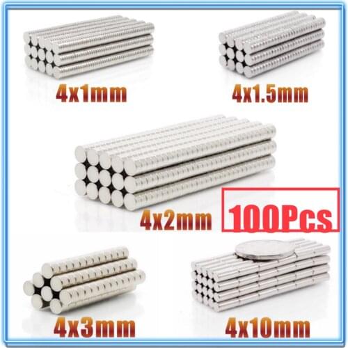100Pcs Mini Small N35 Round Magnet 4x1 4x1.5 4x2 4x3 4x10 mm Neodymium Magnet Permanent NdFeB Super Strong Powerful Magnets 4*2