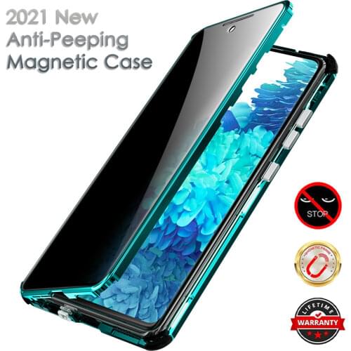 New Metal Straight Edge Magnetic Privacy Protect Cases For Samsung Note 20 Ultra S21 Ultra S20 With Four-Corner Airbag Lock Case