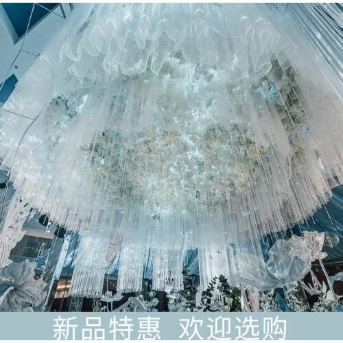Ceiling stage wedding yarn Yunding yarn props wedding wedding decorative net yarn background Eugen yarn wave net. rustic wedding