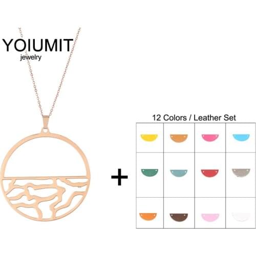 Cremo DIY Reversible Pendant Necklaces Rose Gold Stainless Steel Interchangeable Leather Necklace Collier femme bijoux 2020