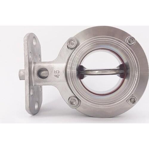 Sanitary stainless steel 304 O.D 19-76 mm Quick-fit bracket butterfly Sanitary valve High platform clamp type butterfly valve