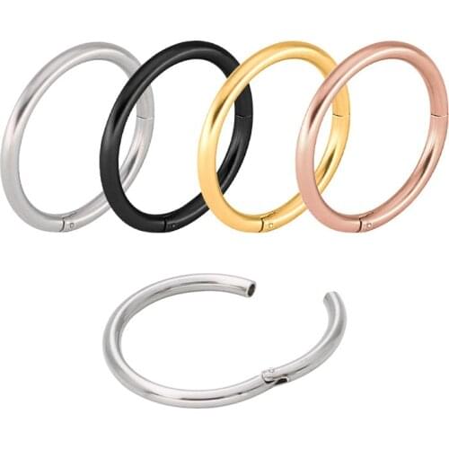 Segment Nose Hoop Rings Septum Clicker Nose Piercing Buckle round Earrings Jewelry New Stainless Steel Interface Ear 14g 16g