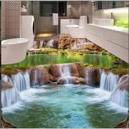 Modern Floor painting Bridges 3 d bathroom floor Mural-3d PVC Wallpaper Self-adhesive Floor Wallpaper-3d