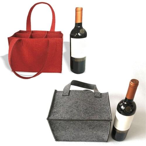 Wine/beer Bag Felt 6-Grid Beer Wine Protective Handbag Storage Bag Carrier Large Volume Portable Storage Beer Wine Bag Holder