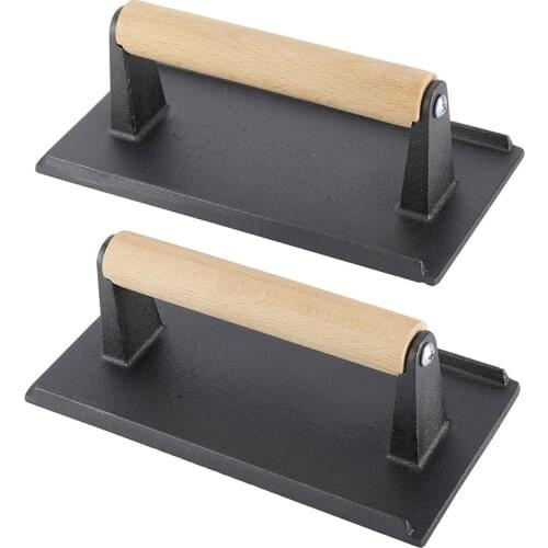 Heavy Duty Steak and Burger Press with Wooden Handle for Grills, Griddles and Flattops Perfect Gadget for Bacon,Paninis