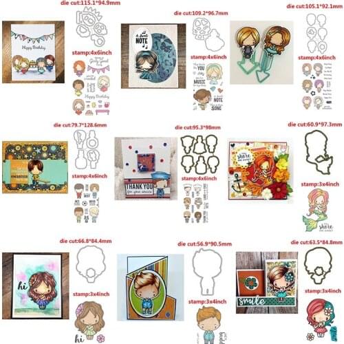 Smile Girls Handsome Boys Metal Cutting Dies & Matching Stamp For DIY Scrapbooking Craft Embossing Stencil Die Cut Making