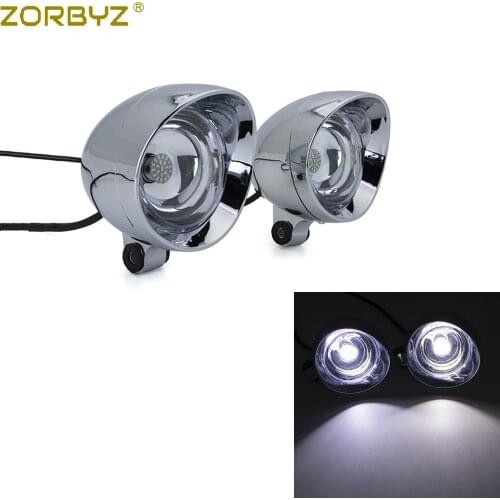 ZORBYZ Motorcycle Chrome 4" LED Custom Bullet Passing Spot Fog Light For Harley Honda Suzuki