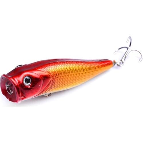 1PC 9CM-14G-4 # Hook Hard Plastic Laser Popper Lure Floating Fishing Bait 6 Colors Fishing Tackle