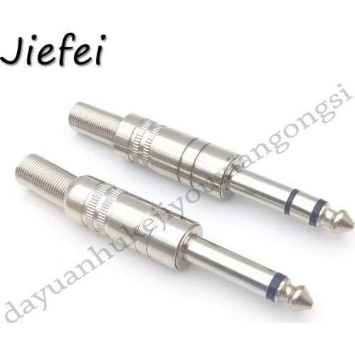 10-100Pcs Jack Mono / Stereo Metal 1/4 inch Connector 6.3mm 6.35mm Male Audio Plug Wire Connector 1/4" Soldering Male Plug