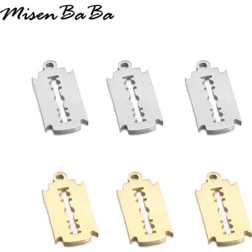 10PCS/Lot Wholesale Stainless Steel Razor Blades Shaver Charms DIY Bracelet Necklace Handmade Shaver Pendant