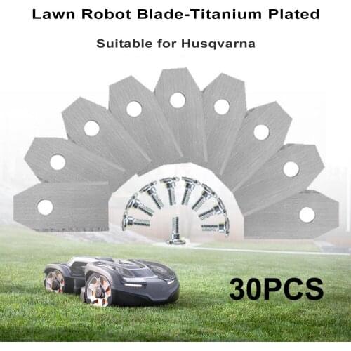 30 Pcs Trimmer Blade Lawn Mower Grass Replacement Trimmer Cutter Titanium-plated Silver for Husqvama Automatic Moving Machine