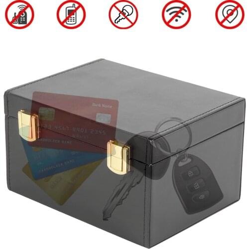 Anti Theft Car Key Singal Blocker Storage Box Organizer PU Shielding Key Credit Card Fob Protector Radiation-proof Storage Box
