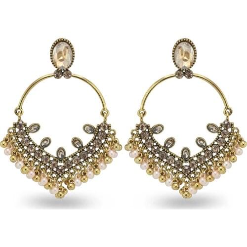 Bollywood Ethnic Bridal Bride Kundan Jhumka Jhumki Indian Drop Earrings Crystal Pearls Indian Palace Earring Birthday Gift