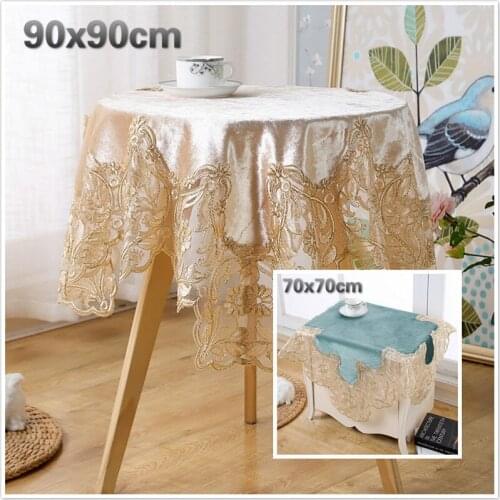 British Fashion High Quality Velvet Water Soluble Trim Simple Tablecloth Dust Cover Cloth Christmas Wedding Decoration Tapete