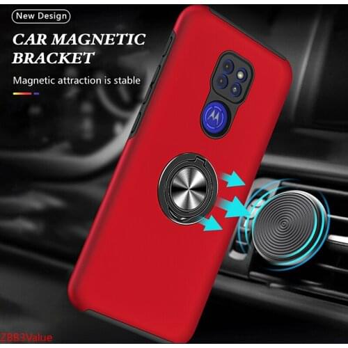 Armor Shockproof Case for MOTO G9 Play plus E7 G Power Play Stylus 2021 Back Cover Magnetic Car Holder Metal Phone Ring Stand