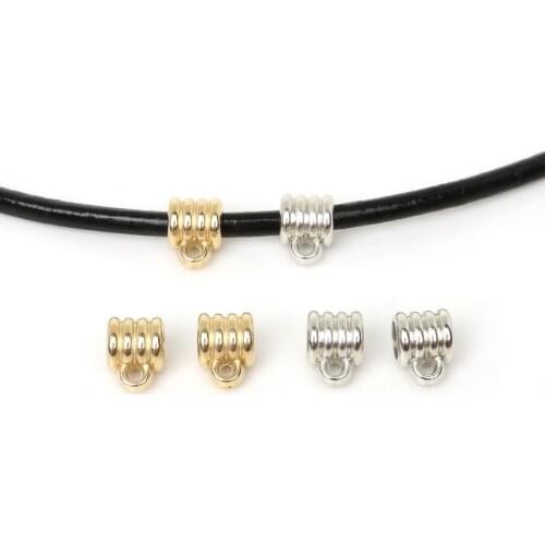 50pcs/lot Hole 6mm Spacer Beads Gold/Silver Plated CCB Pendant Clip Clasp Bail Beads For DIY Jewelry Findings Making