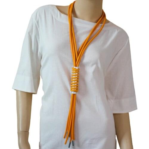 YD&YDBZ New Geometric Pendant Necklaces Women Handmade Rubber Long Statement Necklace Bohemia Clothes Chain Jewelry Accessories