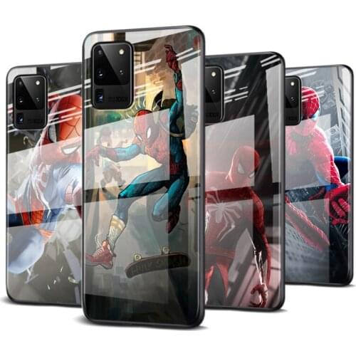 Tempered Glass Cover Cool Hero SpiderMan Art For Samsung Galaxy S20 FE S10e S10 S9 S8 Ultra Plus Lite Plus 5G Phone Case