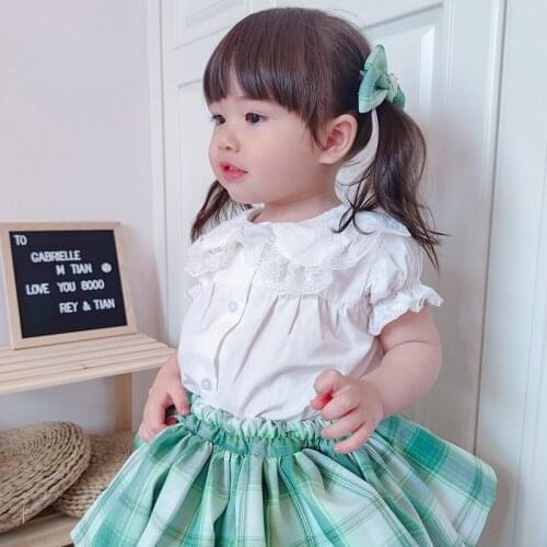 Children Clothing Summer New Baby Girls Shirts Korean Doll Collars Lace Blouse for Girls Kids Girls Cute Sweet Comfortable Tops