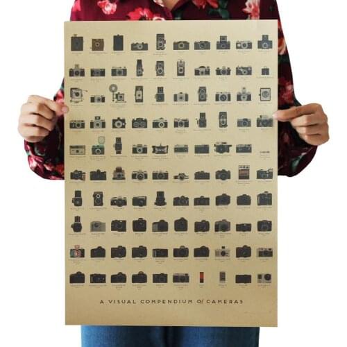 Camera Old Collection Contents Nostalgia Bar Kitchen Poster Decorative Painting 51.5x36cm Home Decoration Wall Sticker