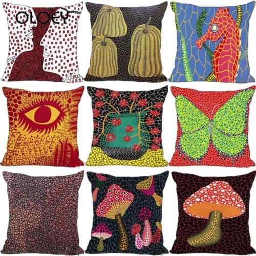 Custom Decorative Cushion Cover Yayoi Kusama Square Zipper Cushion Cover Best Gift Home Hotel Decoration 45x45cm (one Side)