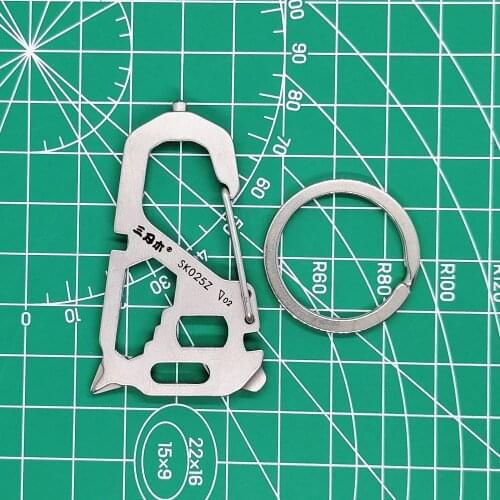 Sanrenmu SK025Z Stainless Steel EDC Pocket Multi Keychain Tools with Glass Breaker Spanner Bottle Opener Screwdriver
