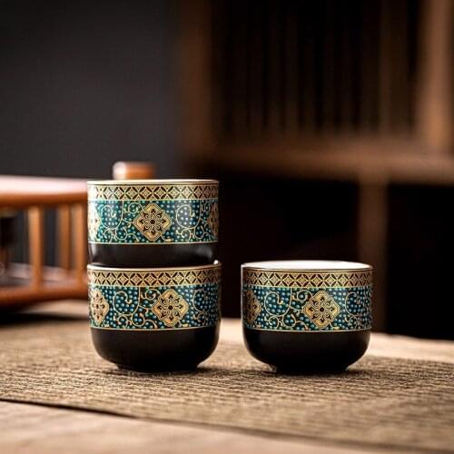 Ceramic Vintage Tea Cup Handmade Pu'er Cup Office Drinkware Kung Fu Water Cup Tea Ceremony Accessories Porcelain Small Tea Bowl