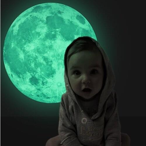 Creative 8-colors 30cm Luminous Wall Stickers Childrens Bedroom Home Hotel Decoration Moon Earth PVC Stickers Accessories New