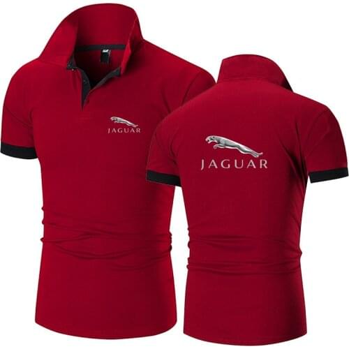Jaguar Print Summer New Mens Polo Shirt Business Casual Sports Shirt Short-Sleeved Cotton Lapel Football Running Shirt For Men