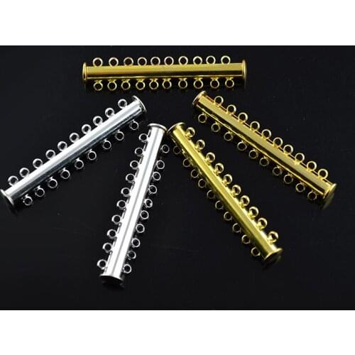 10pcs Gold And Silver Plated 10 Rows 50mm Jewelry Magnet Clasp For Necklace Making DIY Findings