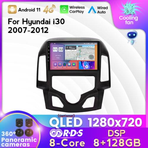 MEKEDE IPS 6+128G DSP Android 11 Car Radio Multimedia Player for Hyundai I30 2007-2012 GPS Navigation Built-in Carplay Auto WIFI