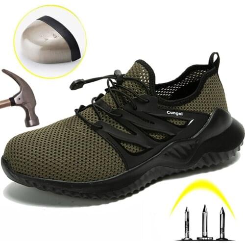 2020 New Men Sneakers Work Safety Shoes for Men Steel Toe Work Boots Breathable Anti-Smashing Puncture Proof Industrial Shoes