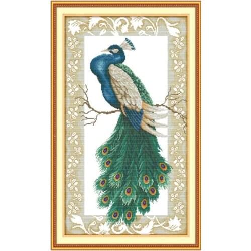 Peacock on the branch cross stitch kit 14ct 11ct pre stamped canvas cross stitching animal embroidery DIY handmade needlework
