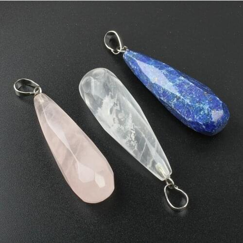 1pc Delicate Natural Semi-precious Stone Faceted Drop-shaped Jewelry Making Handmade DIY Necklace Crystal Pendant Accessories